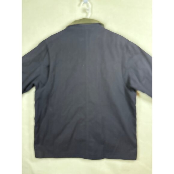 Lands End Mens Regular Fit Cotton Jacket L 42-44 Navy & Olive Color With Plaid L - Picture 10 of 13